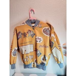 Vintage Jase Collegiate Graphic Bomber Jacket Size 38 Retro Rare‎ Unique Print